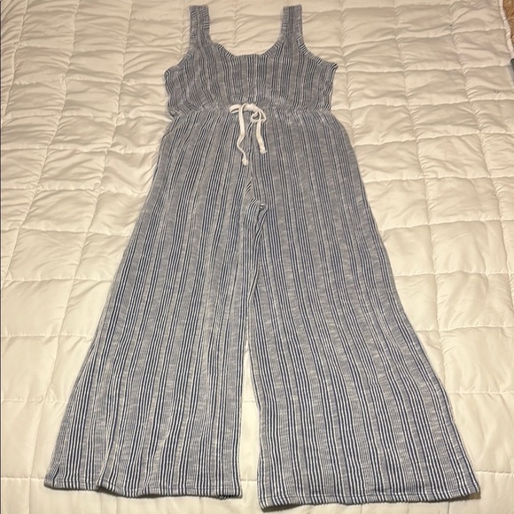 Striped Blue and White Jumpsuit Caution to the Wind - Picture 1 of 11